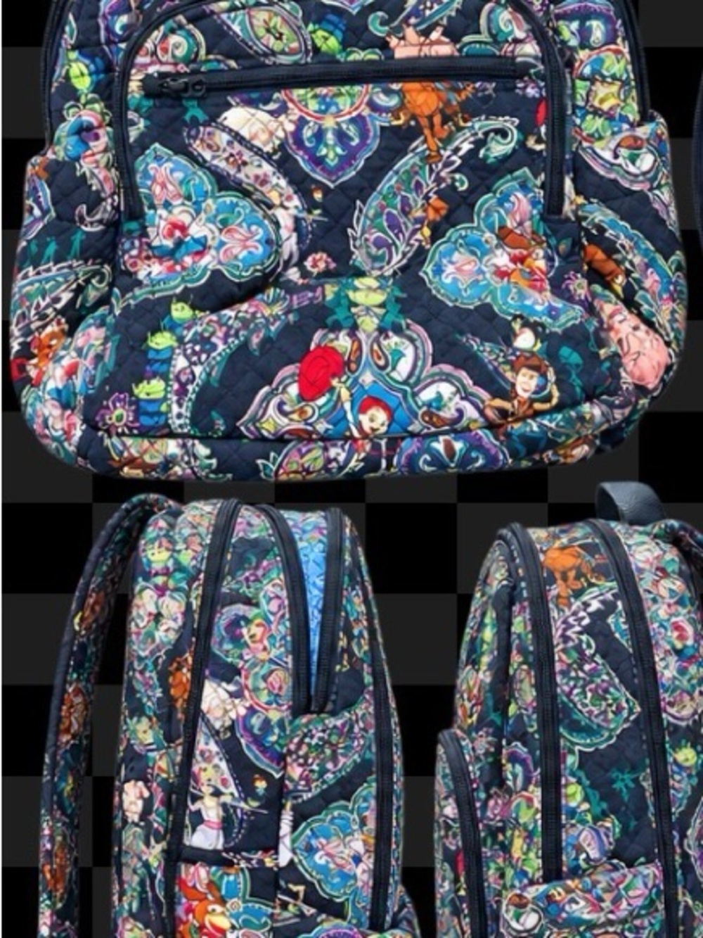 Vera Bradley Navy Quilted Backpack with Multicolor Paisley Motif - Picture 6 of 6